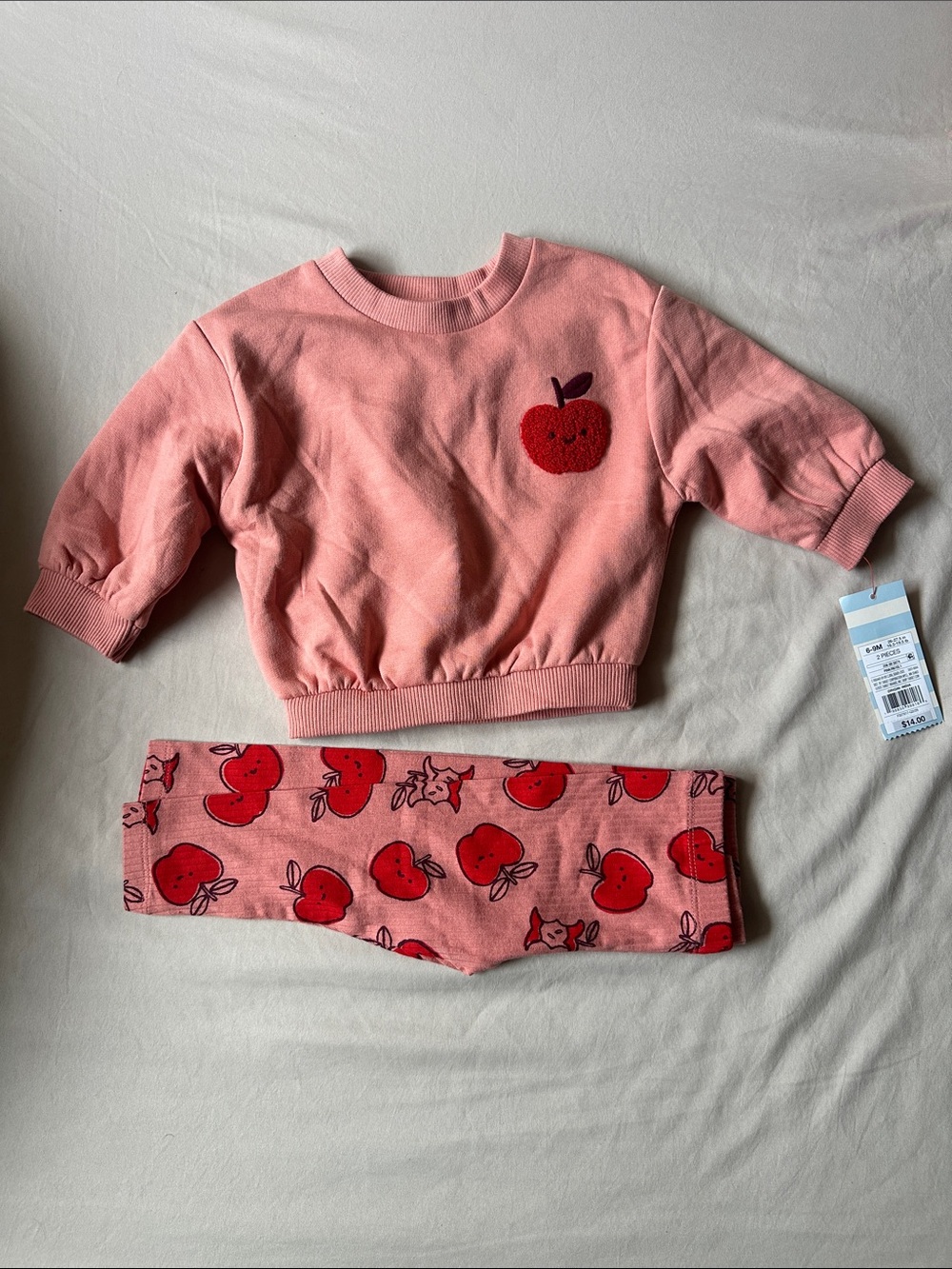 Cat & Jack Pink Apple Sweatshirt and Leggings Set